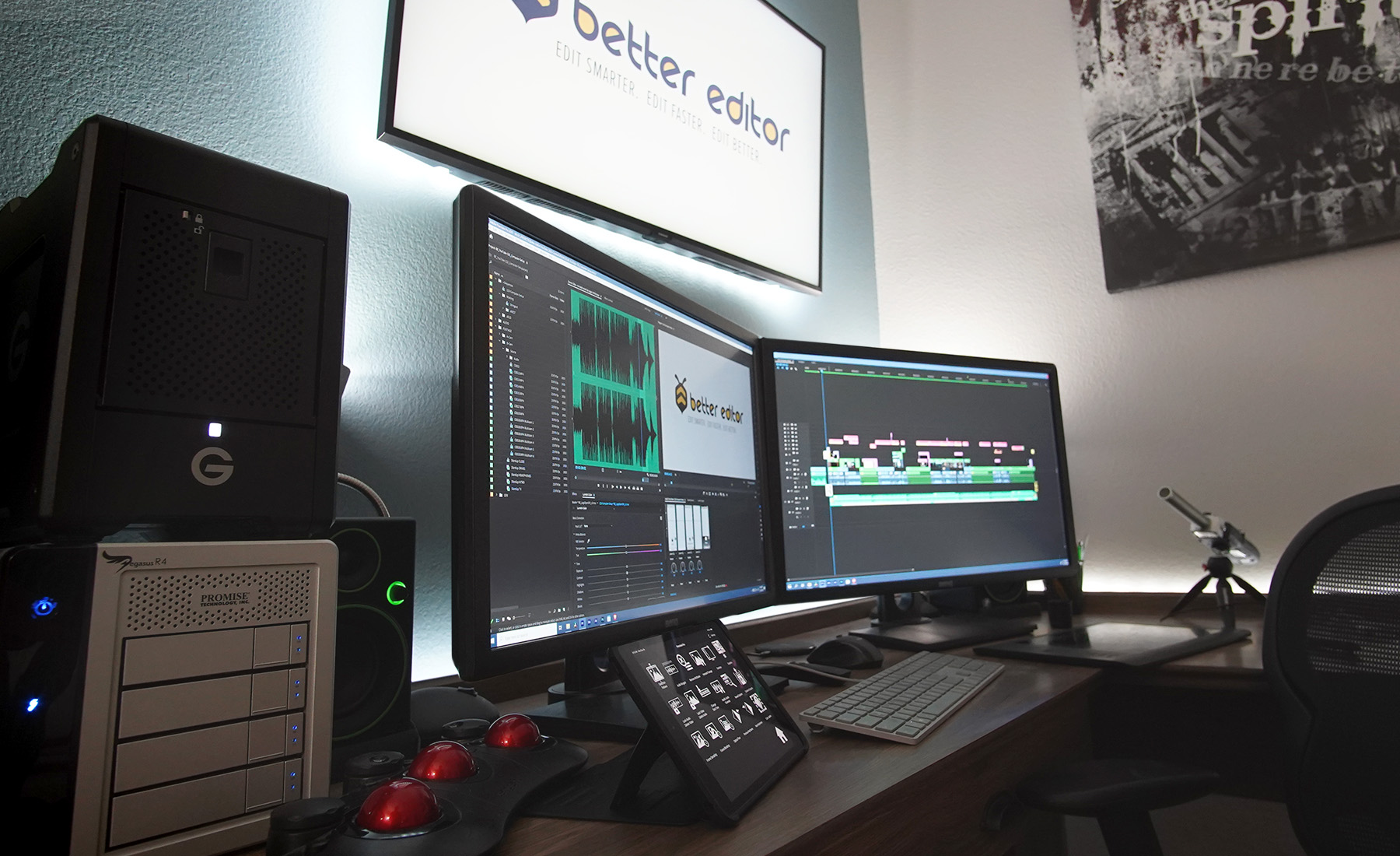 Pro video editing desk setup better editor
