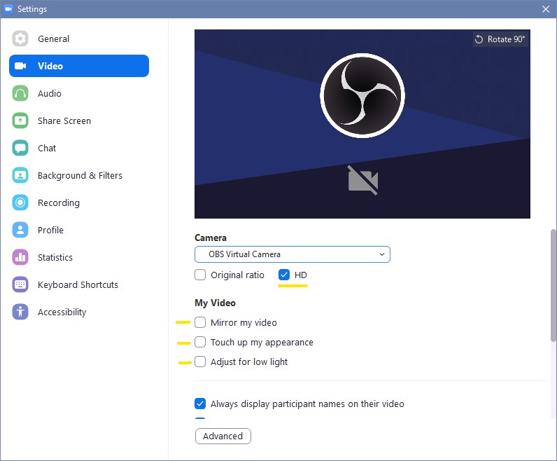 remote video collaboration zoom video settings